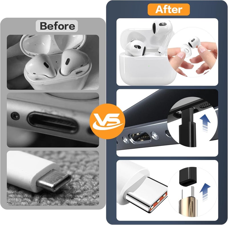 Sunoyar 34-in-1 for iPhone Cleaning Kit, Airpods Cleaning Kit Multi-Functional, Laptop Cleaning Kit with Portable Storage Case for iPhone Charging Port USB C Cell Phone Android Keyboard Earbud Black - Image 5